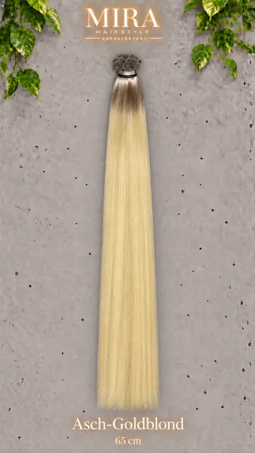 Echthaar Extensions in Asch-Goldblond, 65 cm, glatt