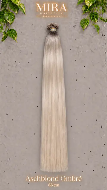 Echthaar Extensions in Aschblond Ombré, 65 cm, glatt