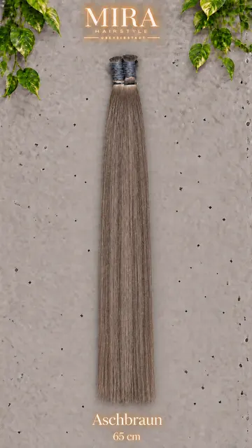 Echthaar Extensions in Aschbraun, 65 cm, glatt
