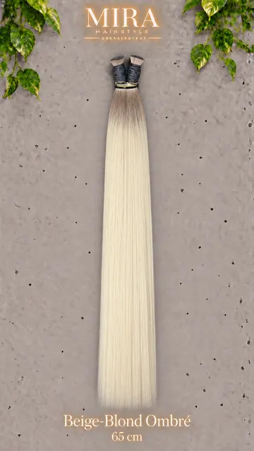 Echthaar Extensions in Beige-Blond Ombré (dunkler Ansatz), 65 cm, glatt