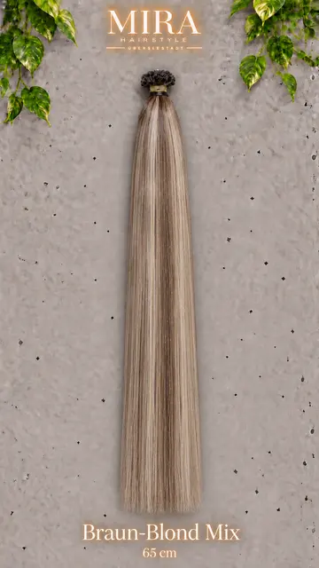 Echthaar Extensions in Braun-Blond Mix, 65 cm, glatt