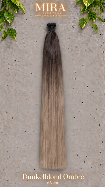 Echthaar Extensions in Dunkelblond Ombré, 65 cm, glatt