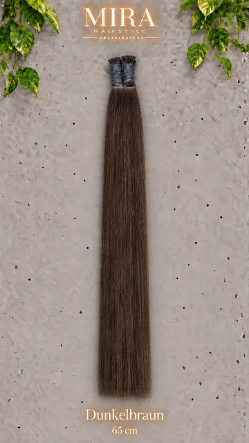 Echthaar Extensions in Dunkelbraun, 65 cm, glatt