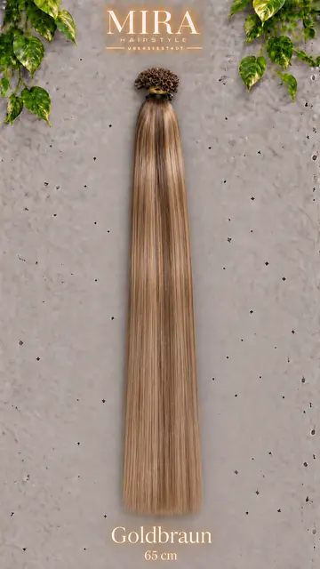 Echthaar Extensions in Goldbraun, 65 cm, glatt