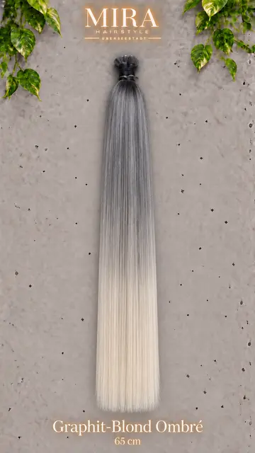 Echthaar Extensions in Graphit-Blond Ombré, 65 cm, glatt