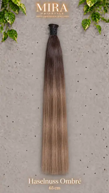 Echthaar Extensions in Haselnuss Ombré, 65 cm, glatt