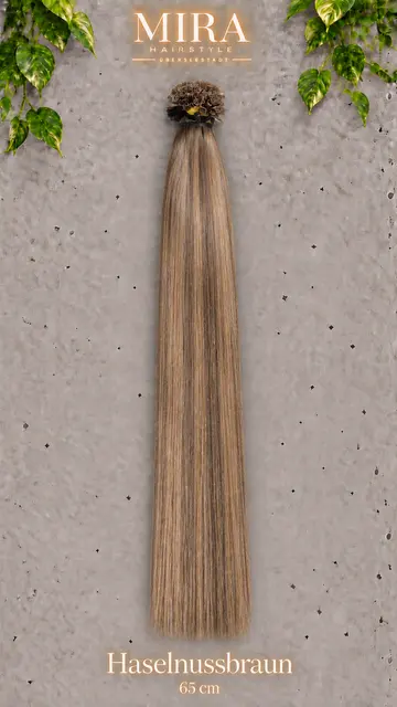 Echthaar Extensions in Haselnussbraun, 65 cm, glatt