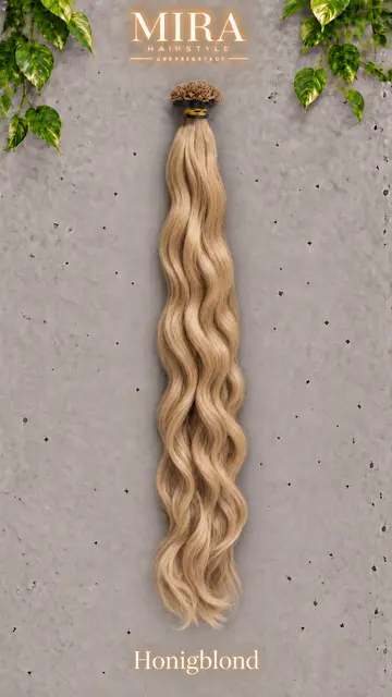 Echthaar Extensions in Honigblond, 65 cm, wellig
