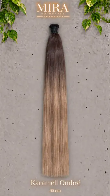 Echthaar Extensions in Karamell Ombré, 65 cm, glatt