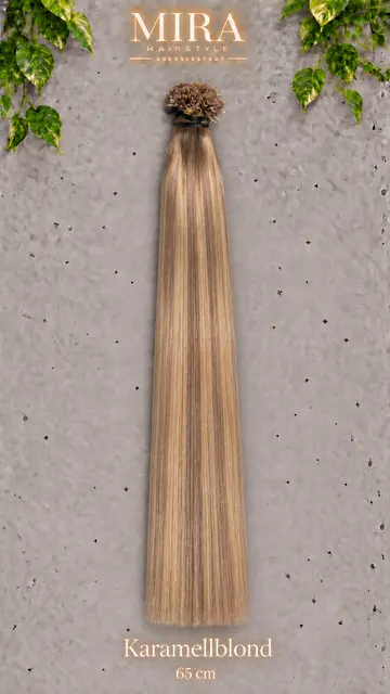 Echthaar Extensions in Karamellblond, 65 cm, glatt