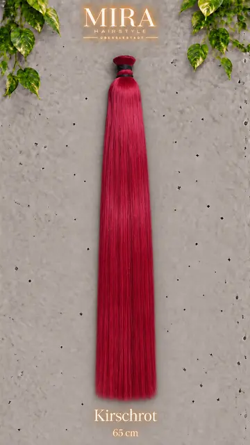 Echthaar Extensions in Kirschrot, 65 cm, glatt