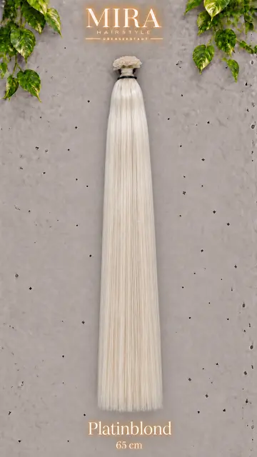 Echthaar Extensions in Platinblond, 65 cm, glatt