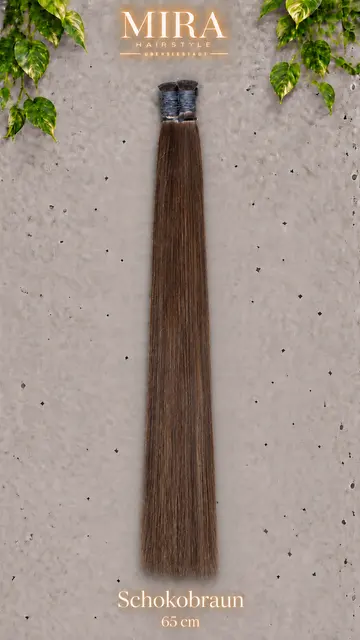 Echthaar Extensions in Schokobraun, 65 cm, glatt