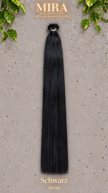 Echthaar Extensions in Schwarz, 65 cm, glatt