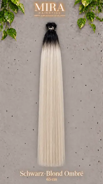 Echthaar Extensions in Schwarz-Blond Ombré, 65 cm, glatt