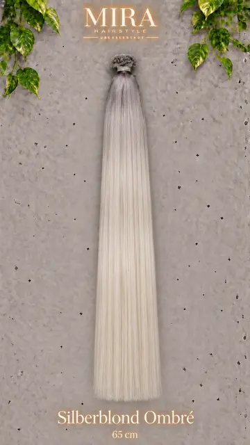 Echthaar Extensions in Silberblond Ombré, 65 cm, glatt