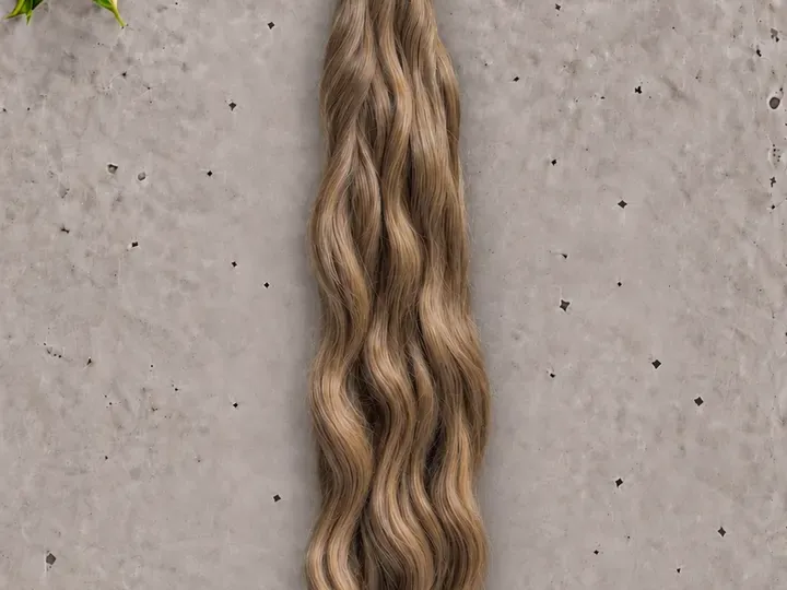 Haselnussbraunes, gewelltes Echthaar f&uuml;r eine Haarverl&auml;ngerung oder Haarverdichtung bei d&uuml;nnem Haar